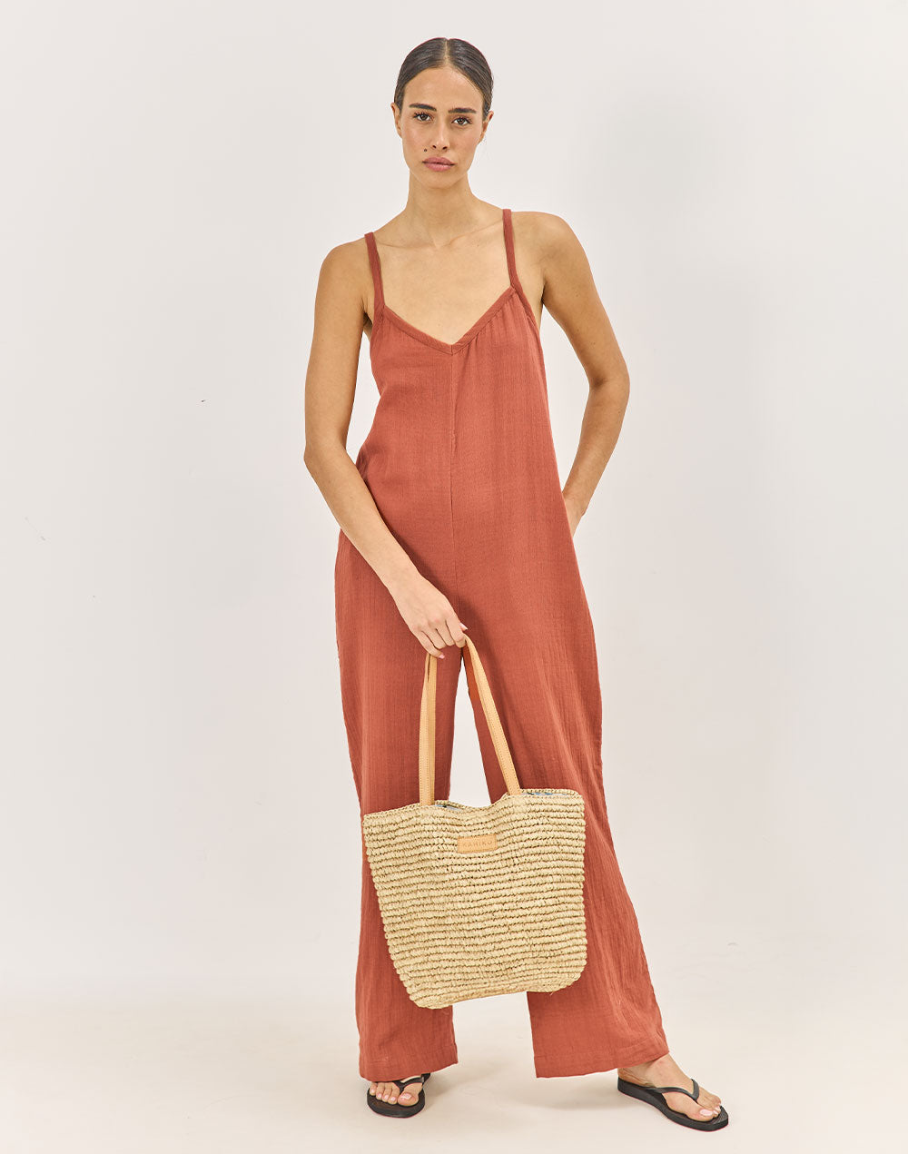 תיק קש משולב עור BOHO