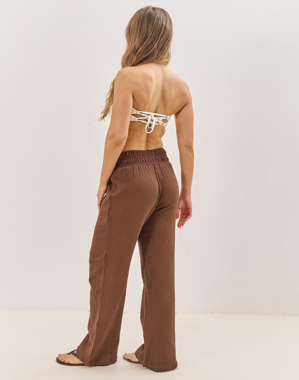 מכנסי כותנה ASHA חום קפוצ'ינו