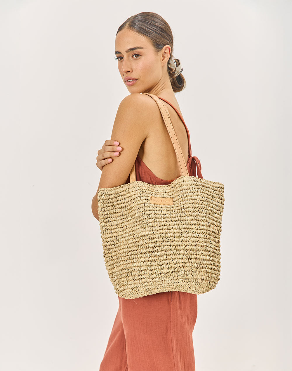 תיק קש משולב עור BOHO