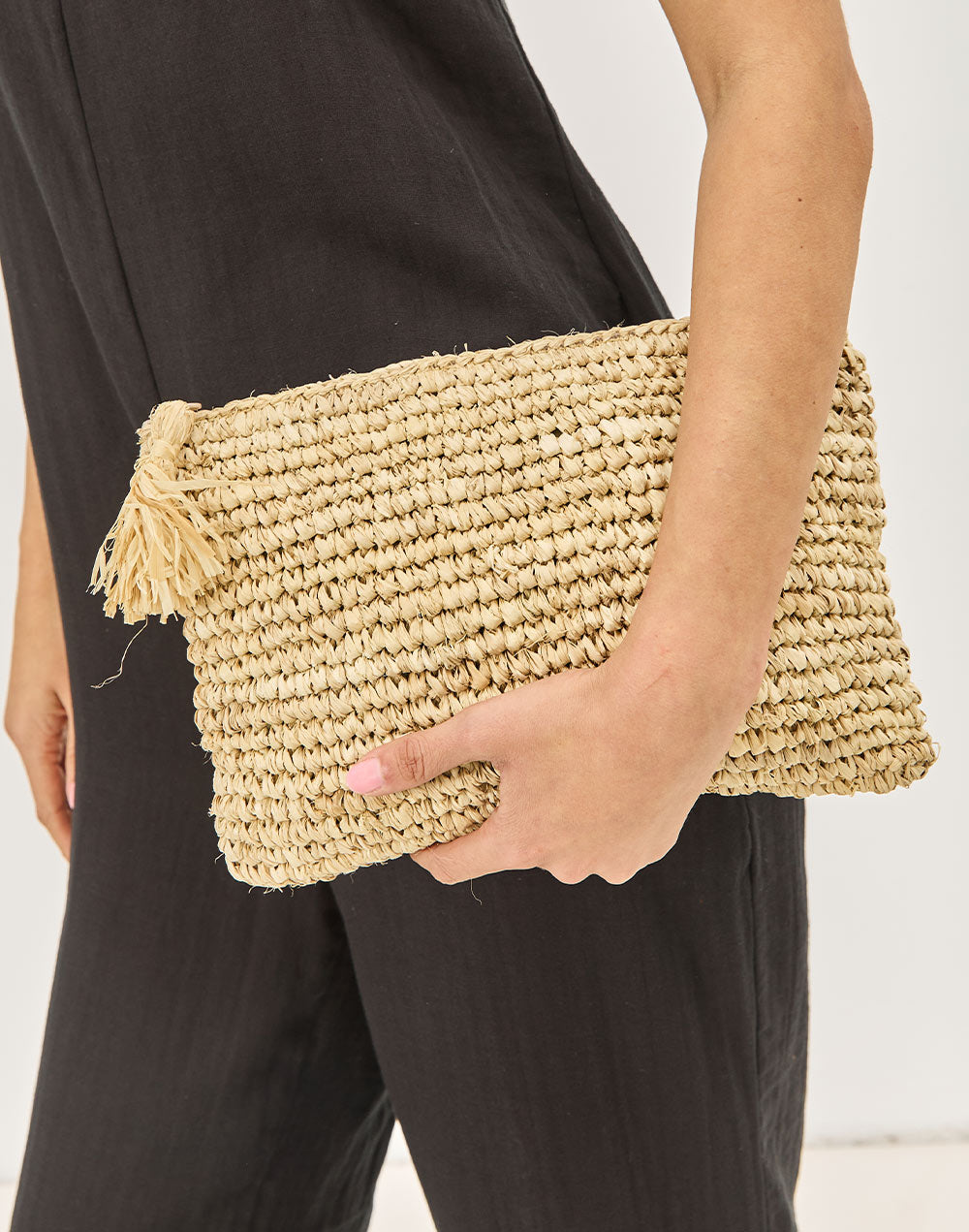 תיק יד קלאץ טבעי RAFFIA