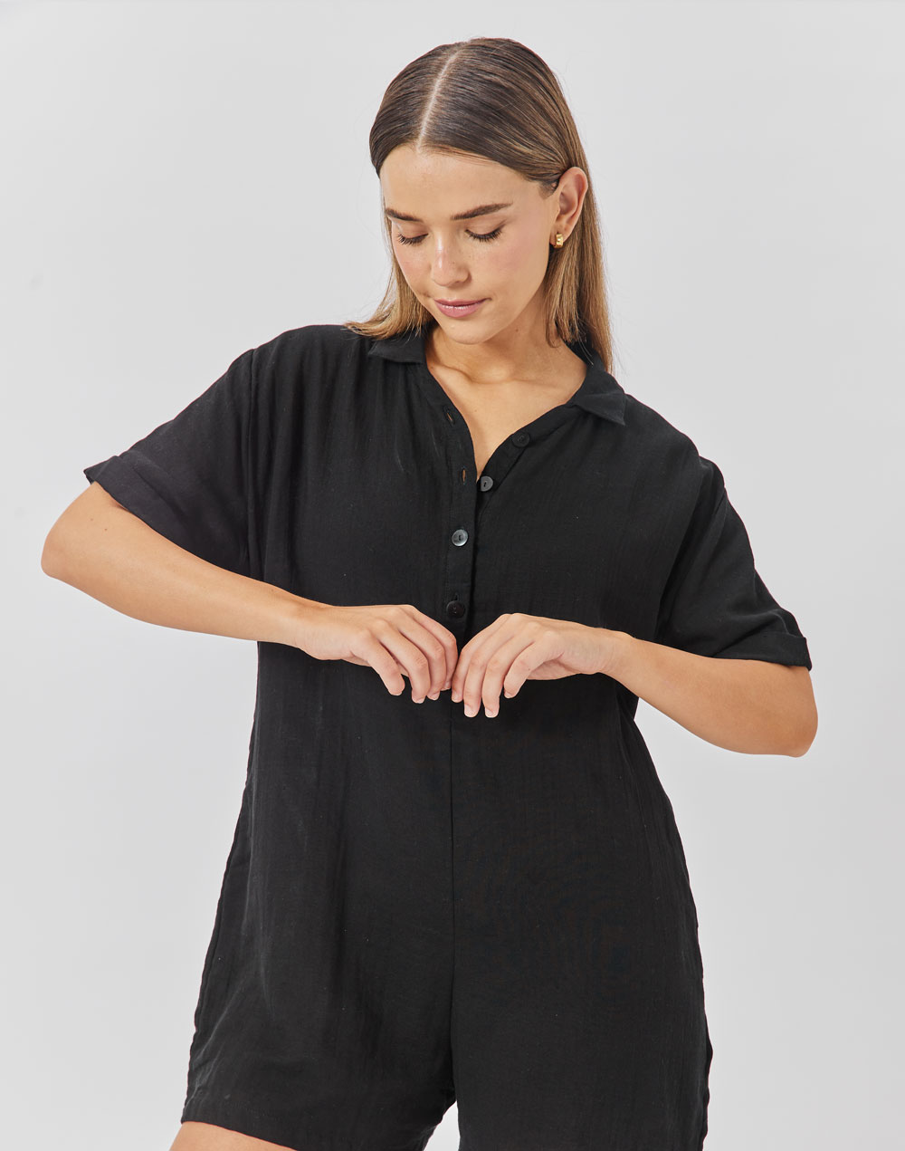 אוברול קצר שחור AMALFI