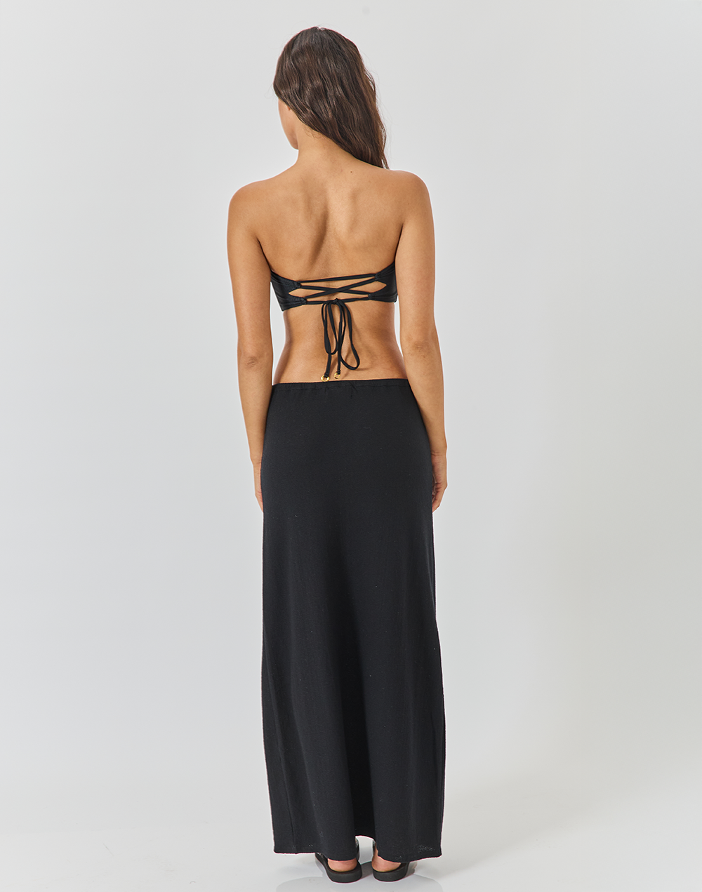 חצאית פשתן שחורה PANAMA