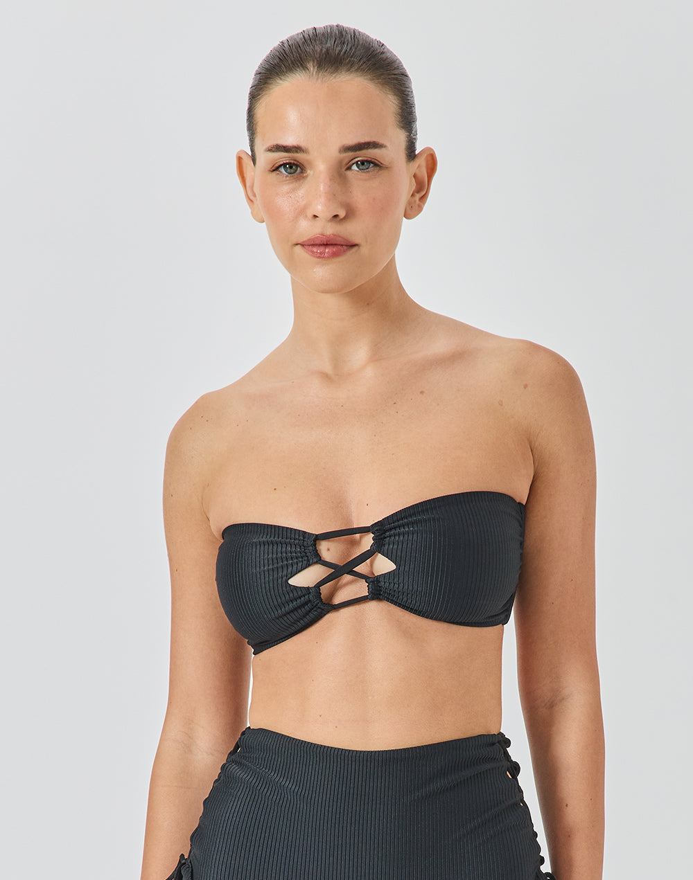 טופ ביקיני סטרפלס שחור SANTORINI