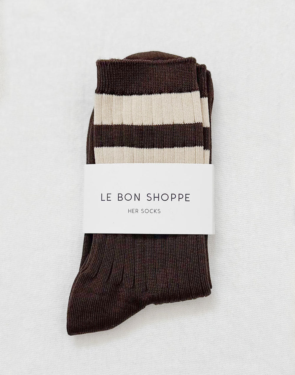 גרבי כותנה חום פס קרם HER