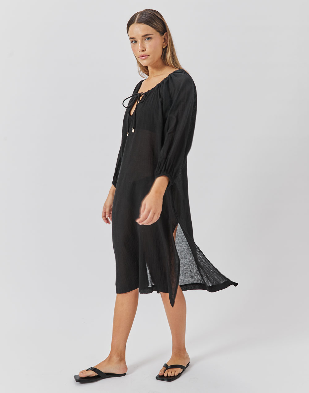 שמלת חוף גלביה שחורה OASIS