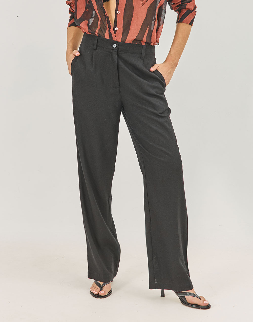 מכנסי פשתן SOL שחורים