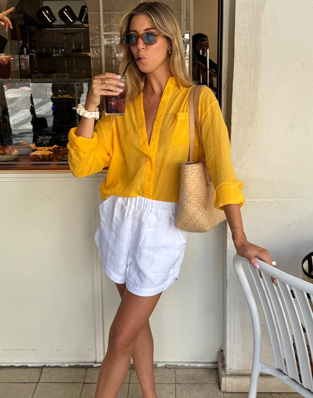 תיק קש מיני משולב עור NAPA