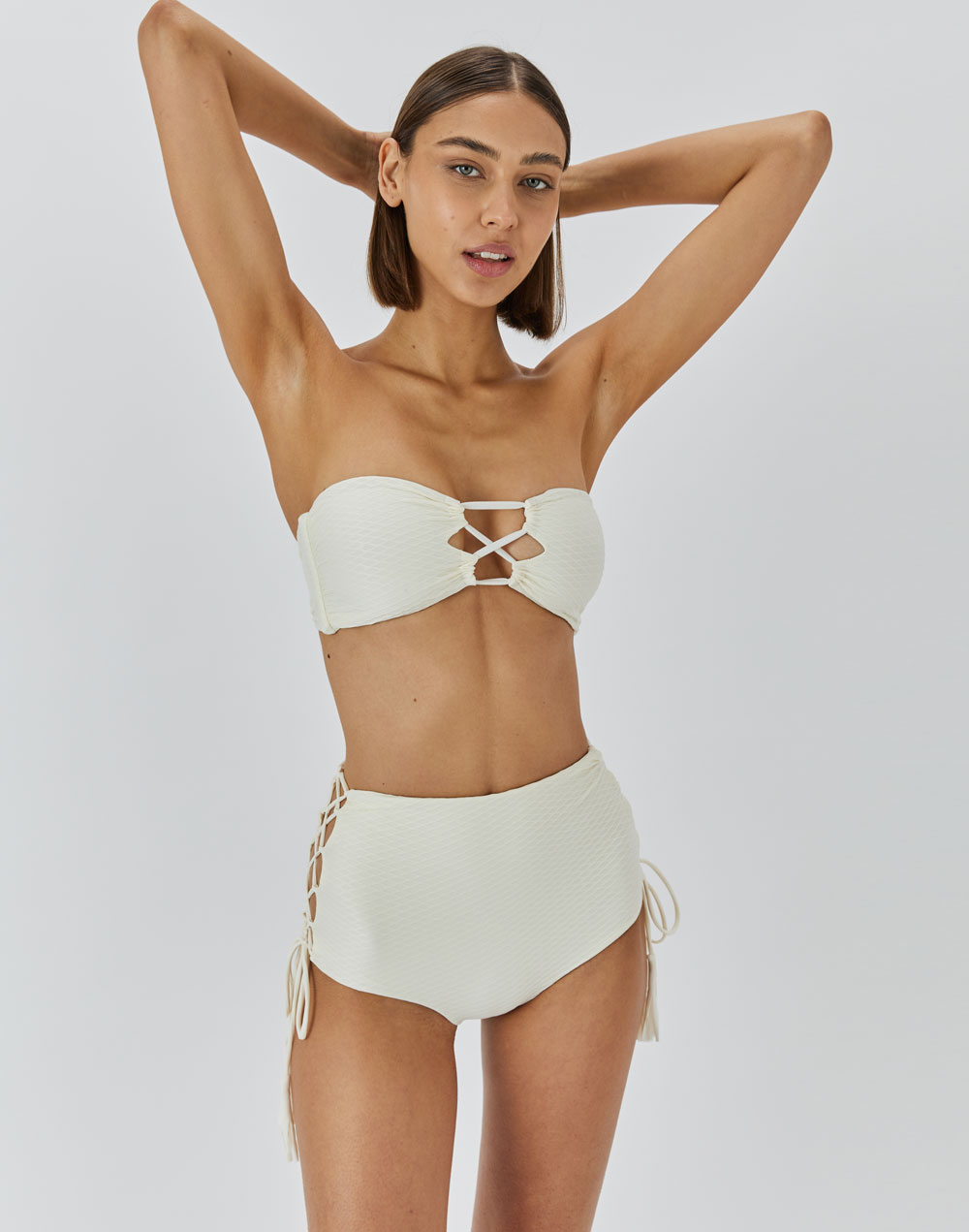 טופ ביקיני סטרפלס לבן שנהב SANTORINI