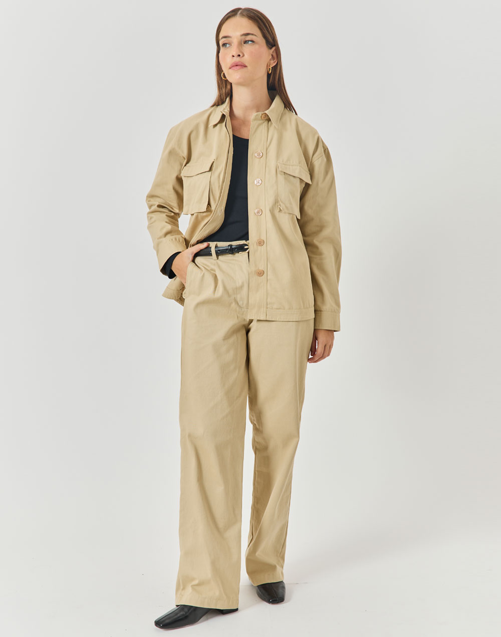 מכנסיים מחויטים חול NICO