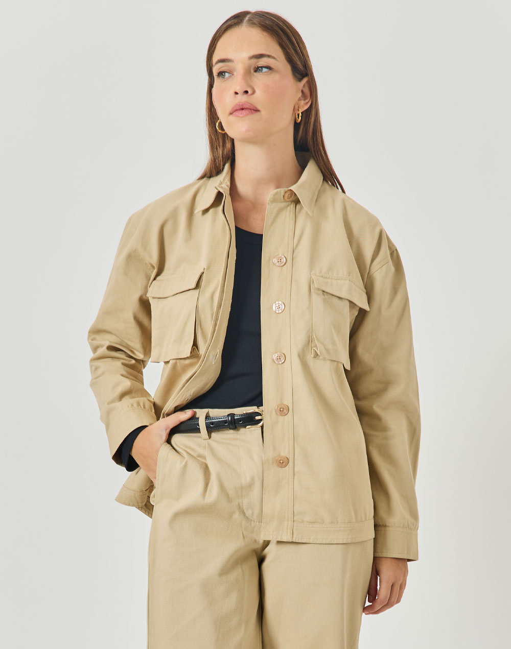 ז'קט כותנה חול DYLAN