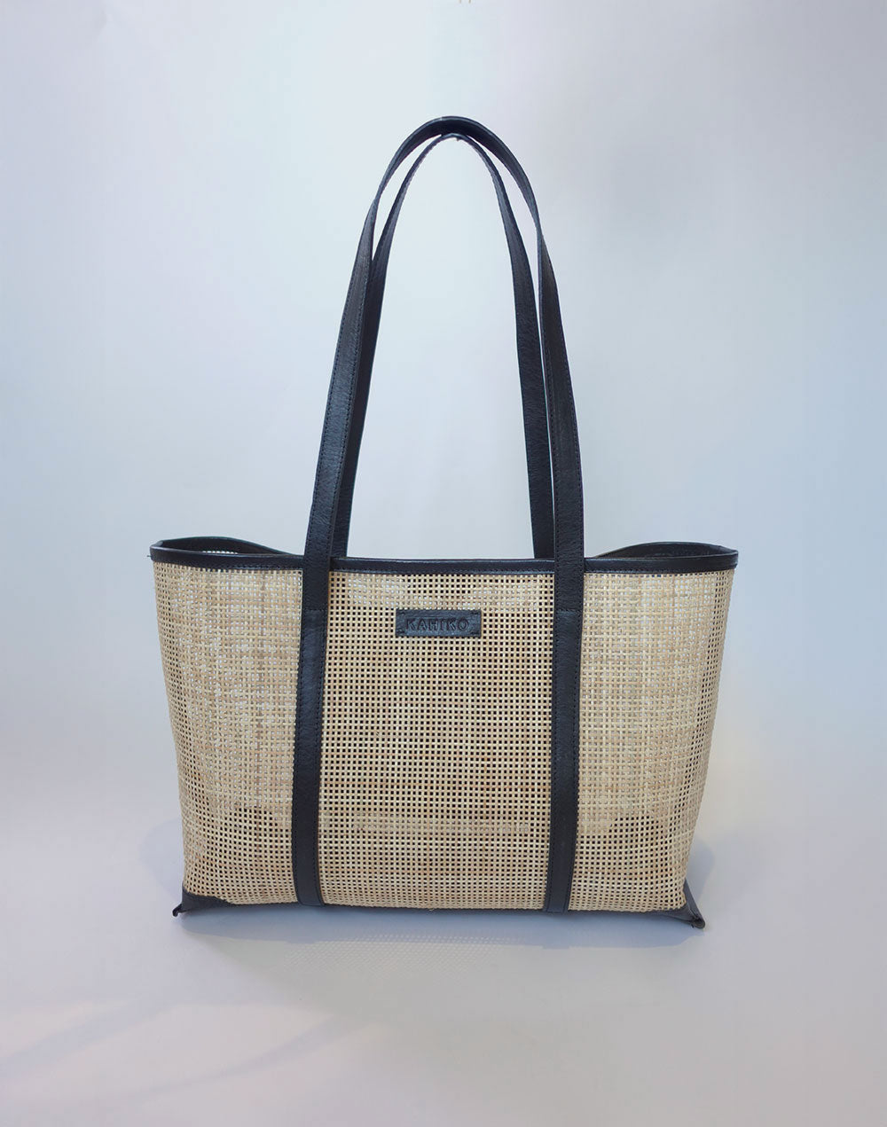 תיק ראטן משולב עור שחור JANIS