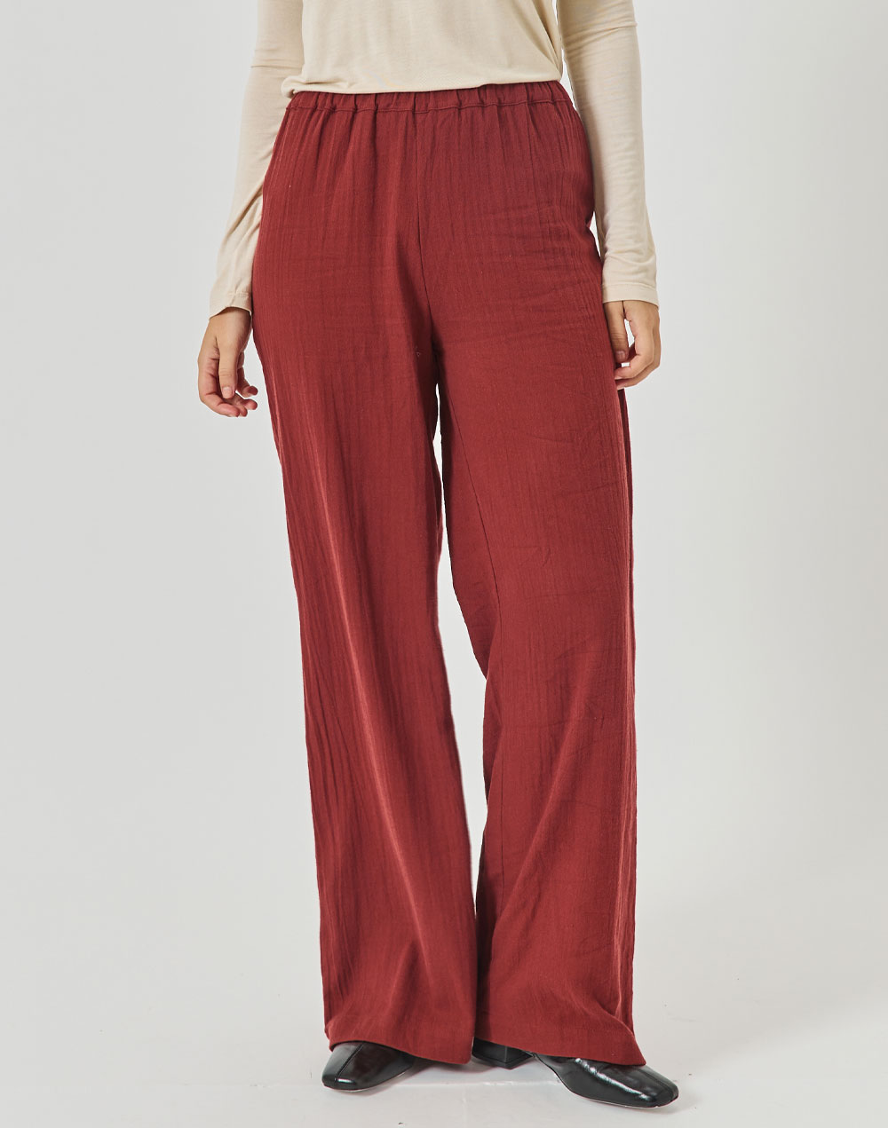 מכנסיים בגזרה ישרה אדום יין LUCY