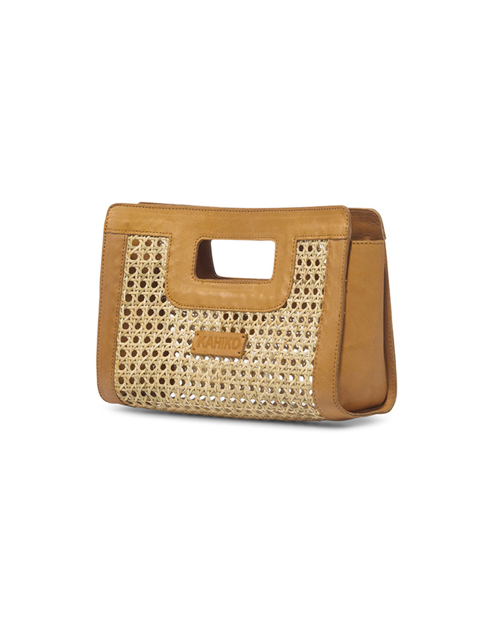 ראטן משולב עור קאמל Clutch