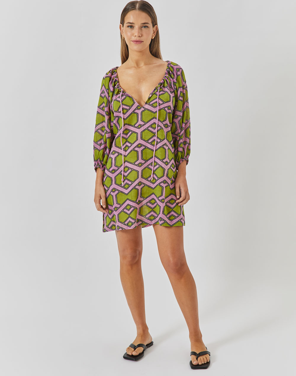 שמלת חוף מיני גלביה הדפס גאומטרי MINI OASIS