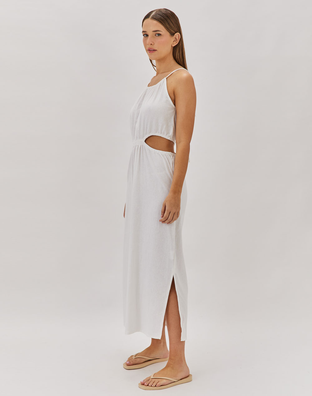 שמלת פשתן לבנה MUNDAKA