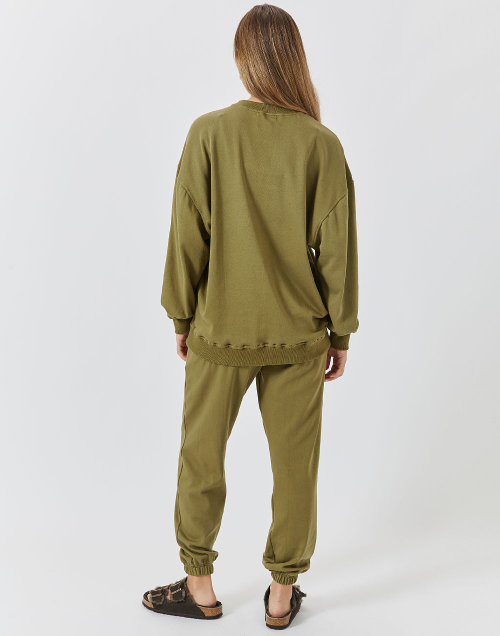 סווטשירט אוברסייז ירוק זית כהה PUFF CREW