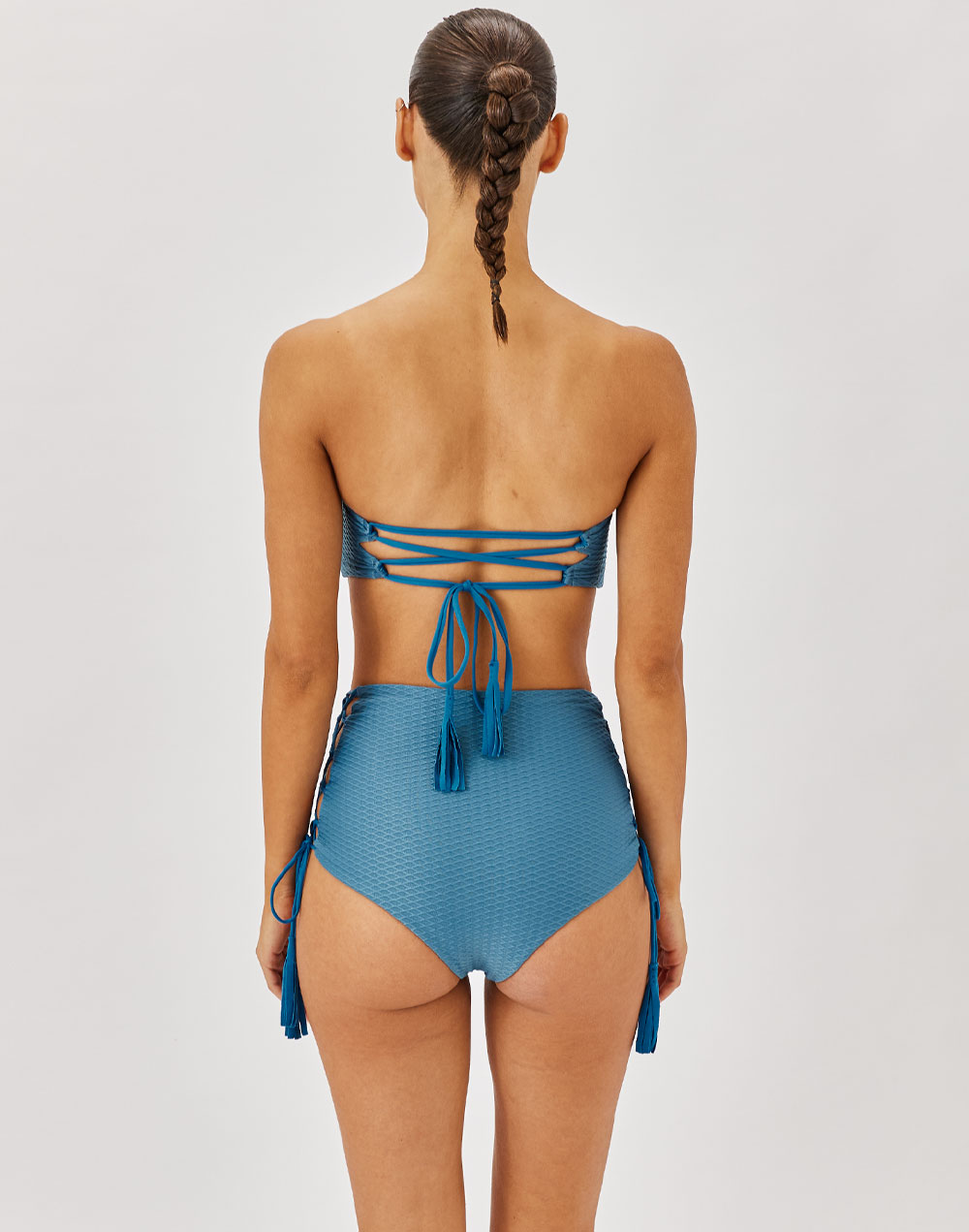 טופ ביקיני סטרפלס כחול אוקינוס SANTORINI