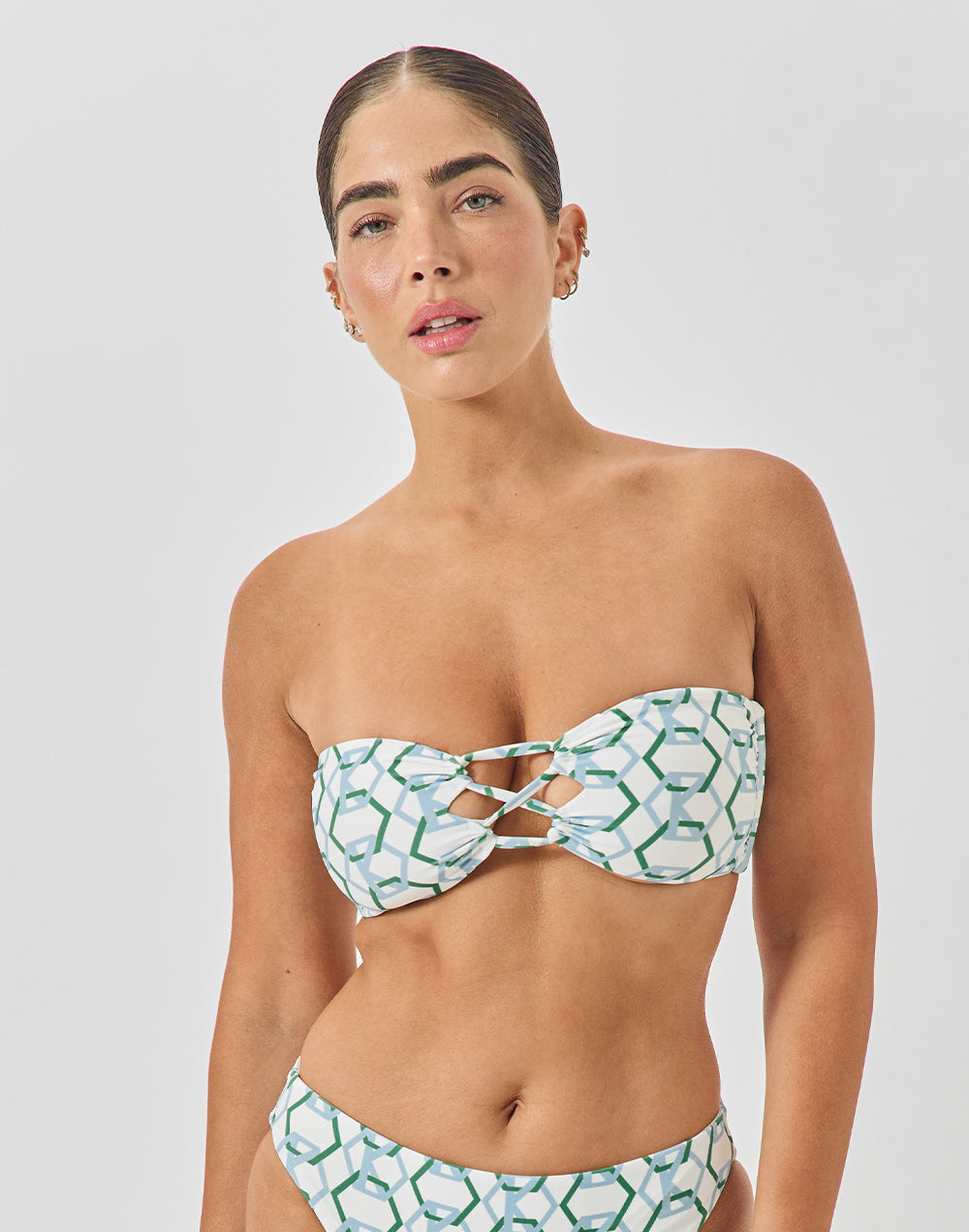 טופ ביקיני סטרפלס הדפס יהלומים SANTORINI