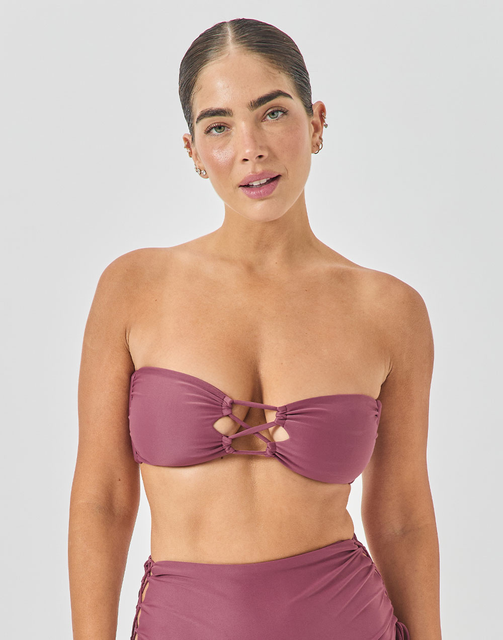 טופ ביקיני סטרפלס רוז סגול מעושן SANTORINI