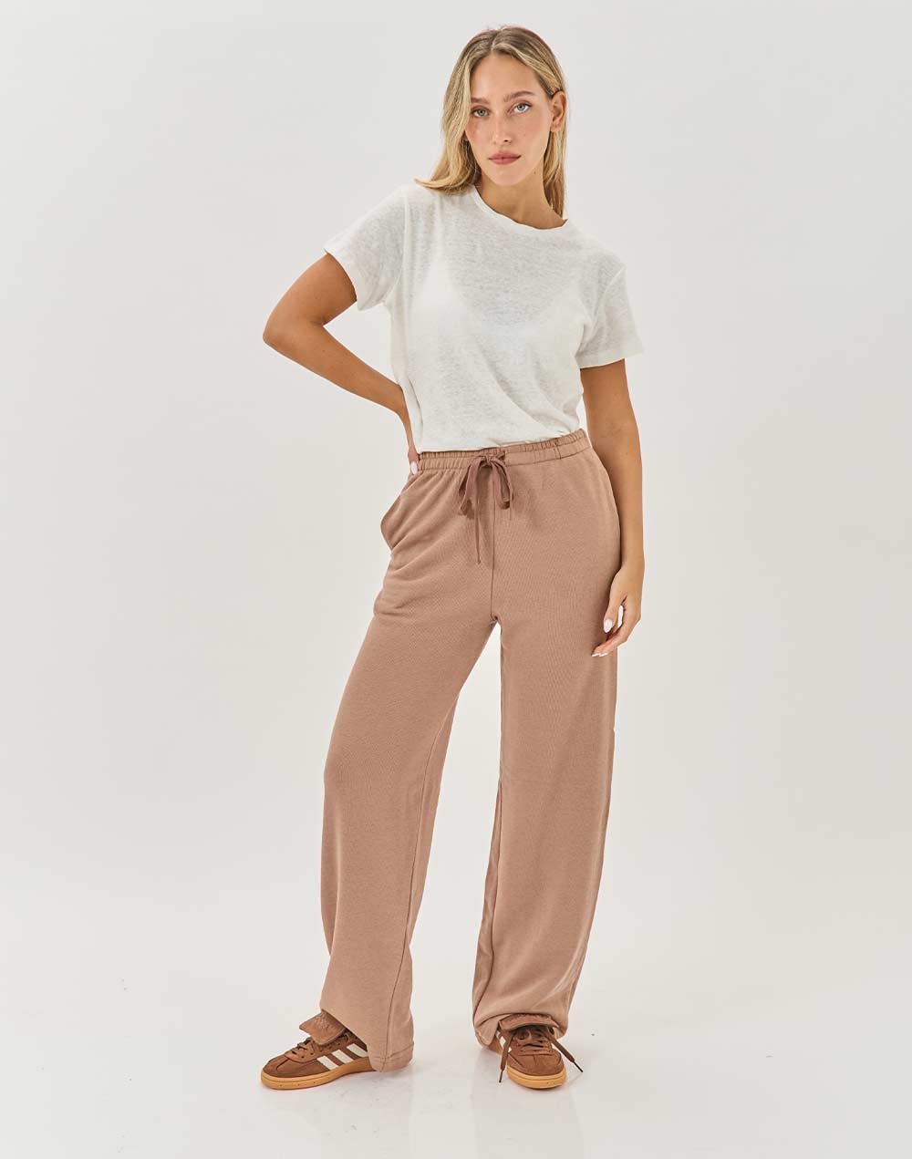מכנסי טרנינג מוקה WIDE LEG