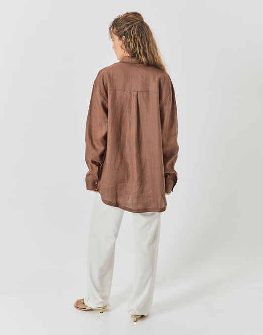 חולצה מכופתרת חום קפה CAPE TOWN