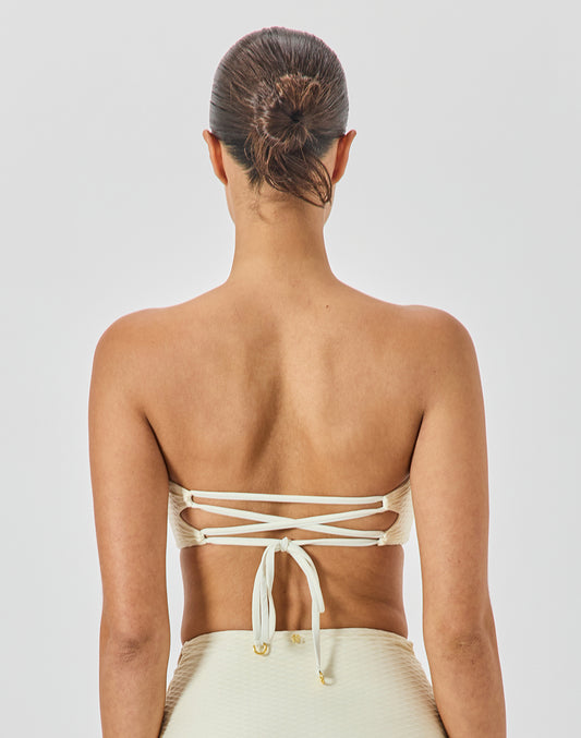 טופ ביקיני סטרפלס לבן שנהב SANTORINI
