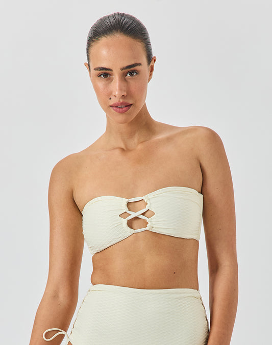 טופ ביקיני סטרפלס לבן שנהב SANTORINI