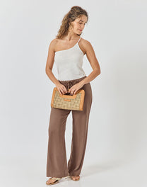 ראטן משולב עור קאמל Clutch