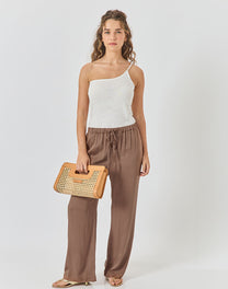 ראטן משולב עור קאמל Clutch