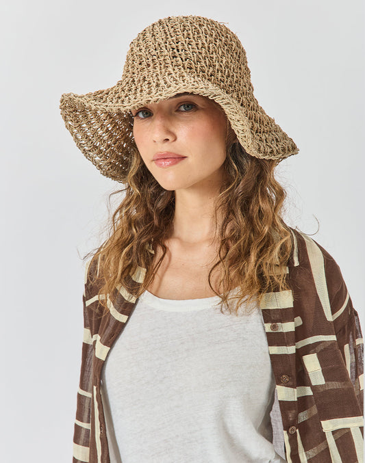 כובע קש רך שוליים רחבים  MUSHROOM