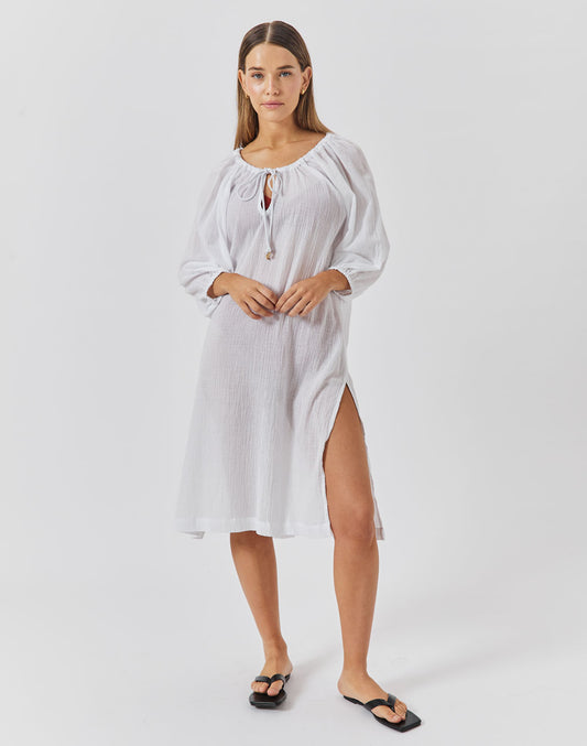 שמלת חוף גלביה לבנה OASIS