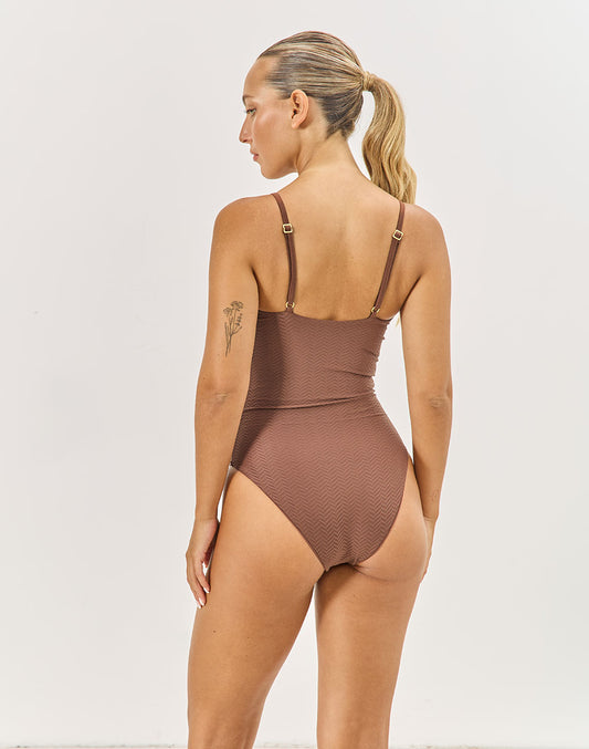 בגד ים שלם חום קפוצ'ינו VELA