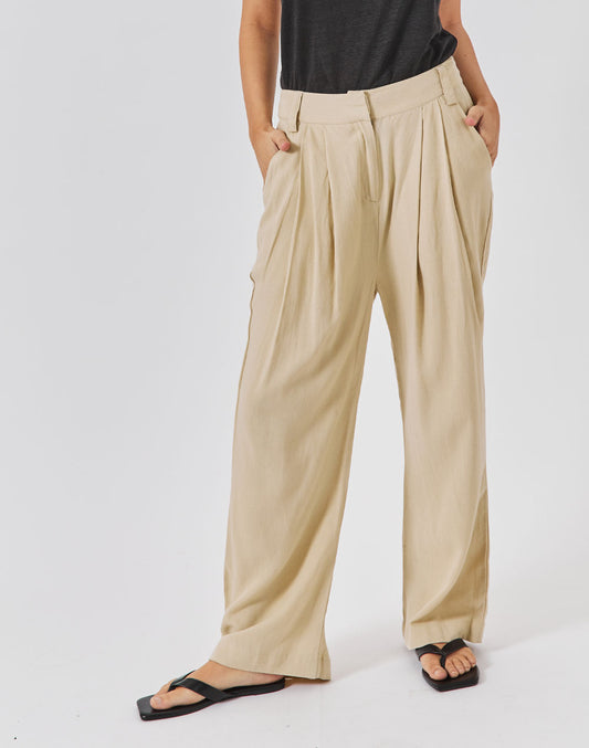 מכנסי פשתן נינוחים חול CYPRUS