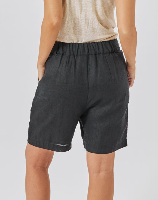 מכנסי פשתן קצרים שחורים DAKAR