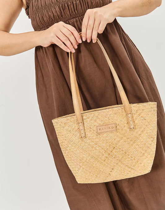 תיק קש מיני משולב עור NAPA