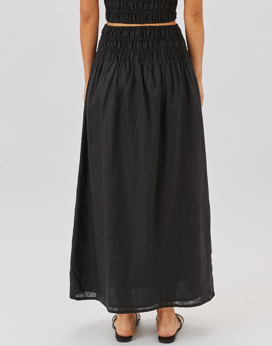 חצאית פשתן שחורה ISLA MUJERES