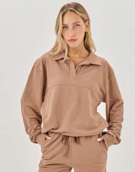 סווטשירט כותנה צווארון מוקה MANLY