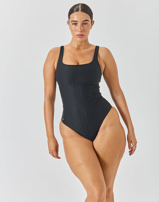 בגד ים שלם שחור זיגזג PALMA