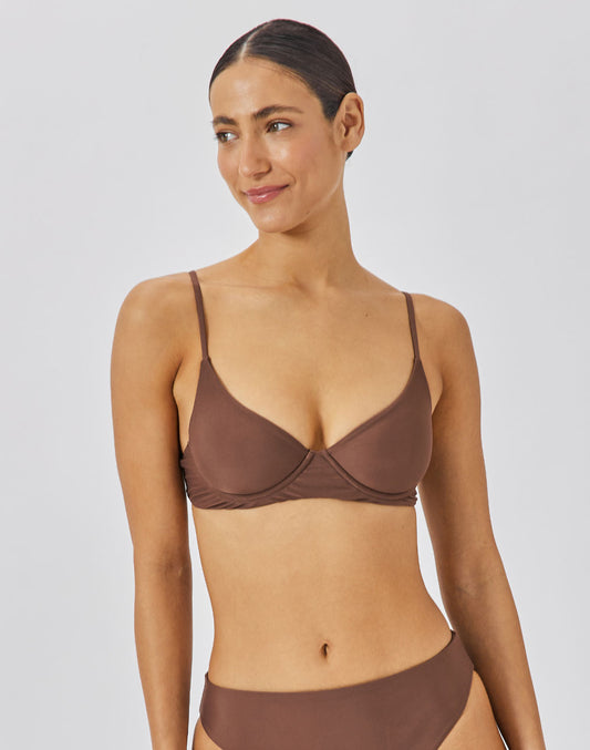 טופ ביקיני חום קרמל PLAYA