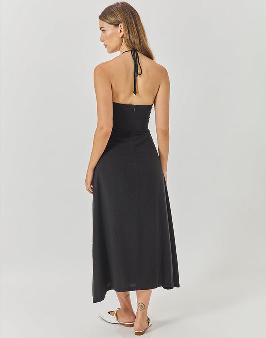 שמלת פשתן שחורה SHELL