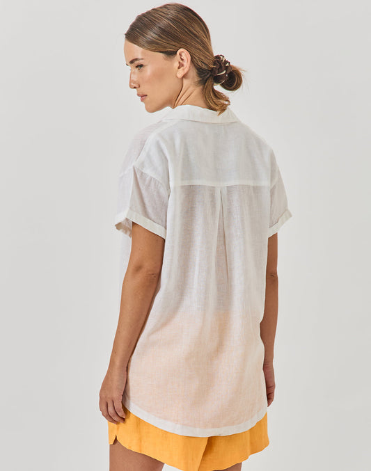 חולצת פשתן מכופתרת לבנה SINAI