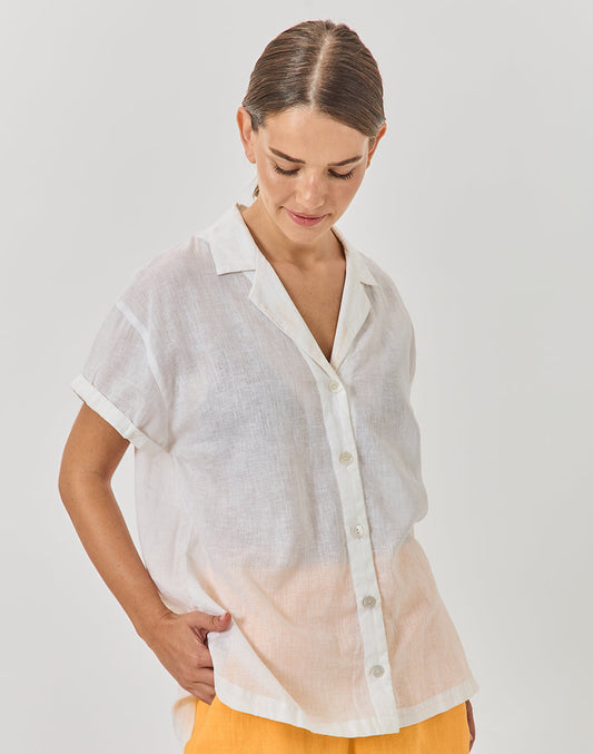 חולצת פשתן מכופתרת לבנה SINAI