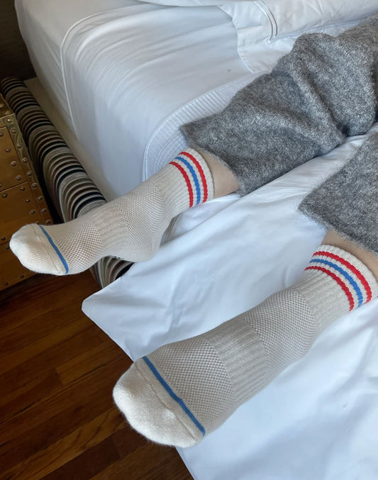 גרבי כותנה ספורטיביות לבן GIRLFRIEND