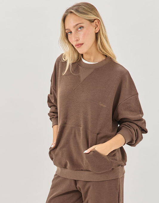 סווטשירט כותנה חום בראוני SYDNI