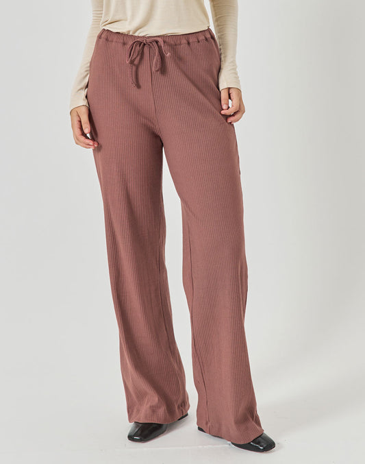 מכנסיים בגזרה ישרה ריב חום אפור TONY