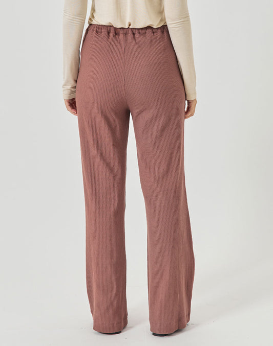 מכנסיים בגזרה ישרה ריב חום אפור TONY