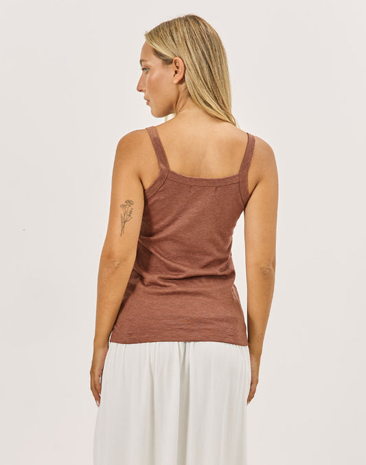 גופיה מפשתן חום קפוצ'ינו TOR