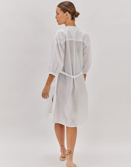 שמלה מכופתרת לבנה VALENCIA