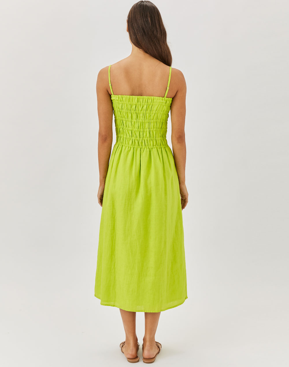 שמלת פשתן ירוק ליים BARBADOS